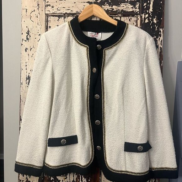 Vintage Caron Chicago white and black women’s Blazer. Very Chanel like. Size 14 - Picture 1 of 6